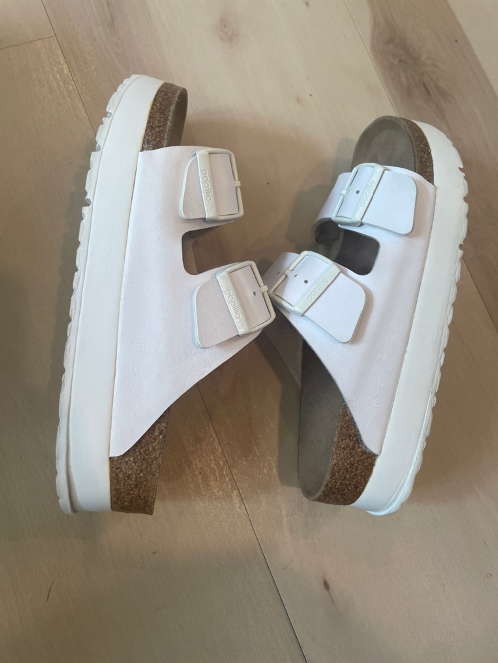 White Birkenstock papillon vegan Arizona Platform flex sole - Picture 7 of 9